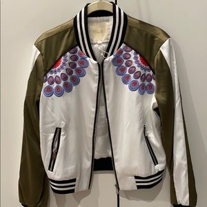 New Maje Satin Bomber Jacket - Small